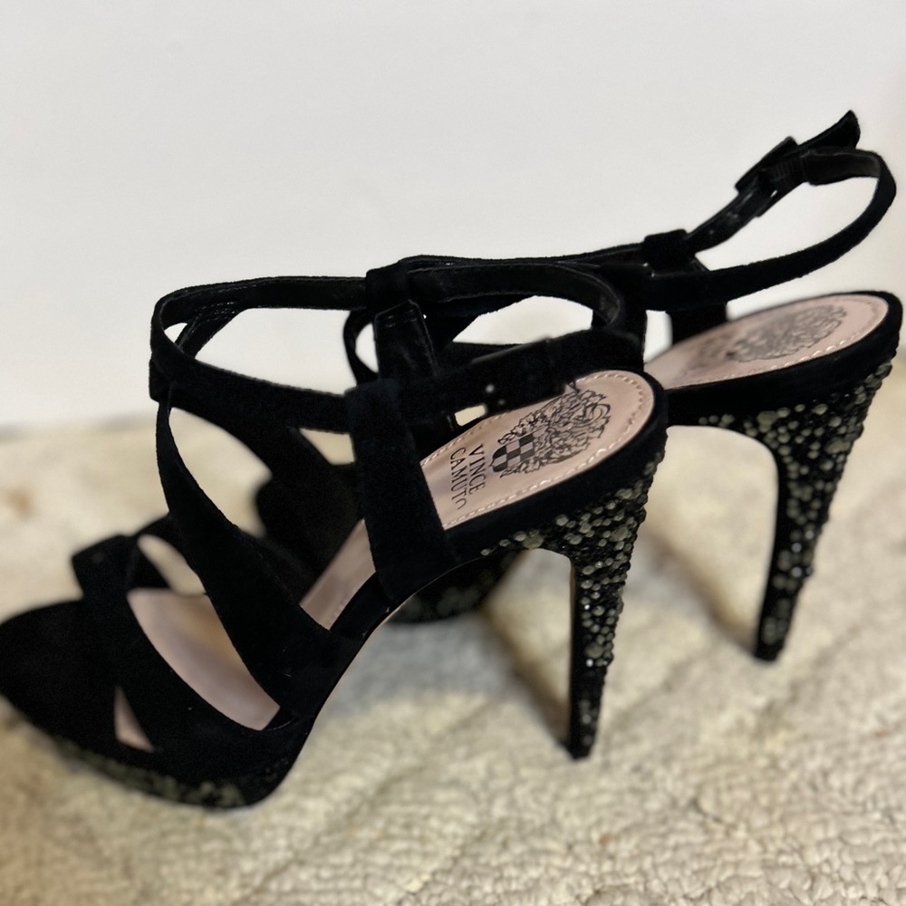 Black Suede Heeled Sandal